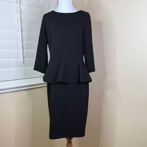 Calvin Klein Black Long Sleeve Peplum Dress